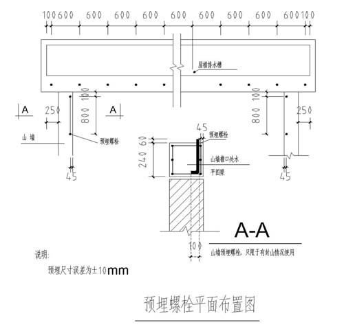 預(yù)埋件螺栓平面布置圖